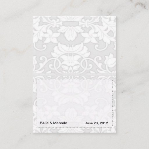 Customizable Silver Damask Place Cards Business Cards