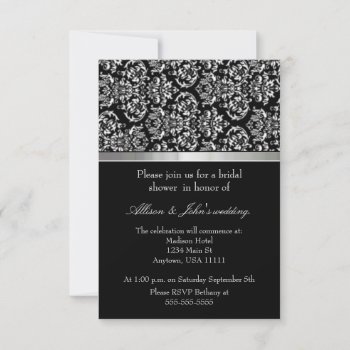 Silver Damask Ribbon Bridal Shower Invitation by WeddingsByJade at Zazzle