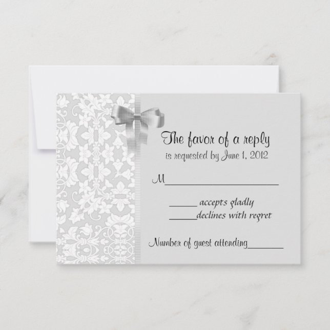 Silver Damask RSVP Cards (Front)
