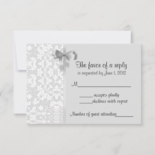 Silver Damask RSVP Cards