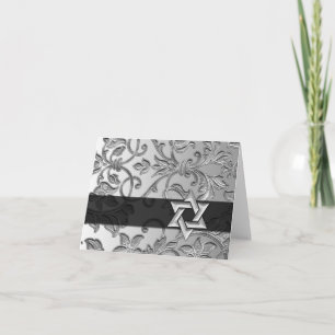 Silver Damask Silver Star of David Thank You