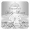 Silver Damask & Tiara Baby Shower Sticker