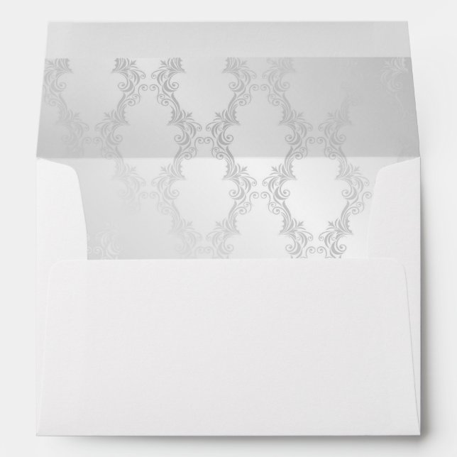 Silver Damask Wedding Envelope (Back (Bottom))