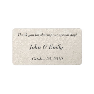 Silver Damask Wedding Favor Labels
