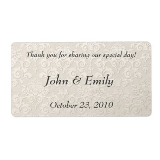 Silver Damask Wedding Favor Labels