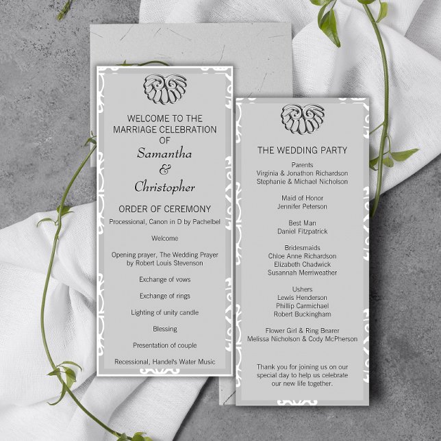 Silver Damask Wedding Program (Creator Uploaded)
