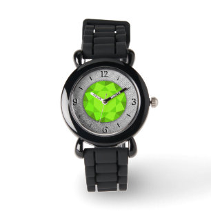 Silver Damask with a faux peridot gemstone Watch