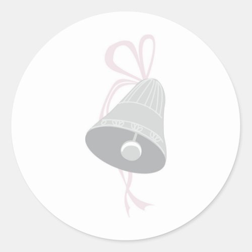 Silver Decorated Wedding Bell with Pink Bow Classic Round Sticker