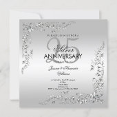 Silver Decoration 25th Wedding Anniversary Invitation (Front)