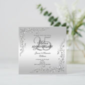 Silver Decoration 25th Wedding Anniversary Invitation (Standing Front)