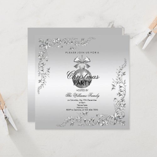 Silver Decoration Christmas Bauble Party Invitation