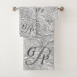 Silver Decoration Monogram Bathroom Towel Set