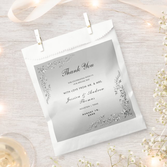 Silver Decoration Wedding Favor Bag (Clipped)