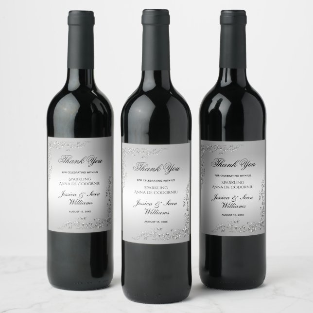 Silver Decoration Wedding Wine Label (Bottles)