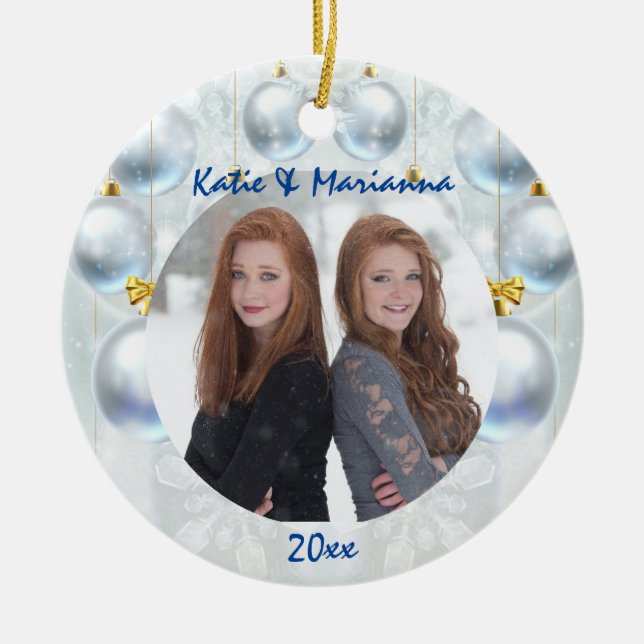 Silver Decorative Balls Christmas Ceramic Ornament (Front)