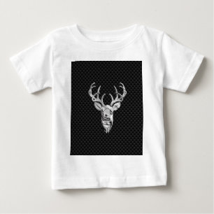 Silver Deer Buck on Carbon Fiber Style Decor Baby T-Shirt