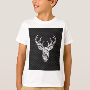 Silver Deer Buck on Carbon Fiber Style Decor T-Shirt