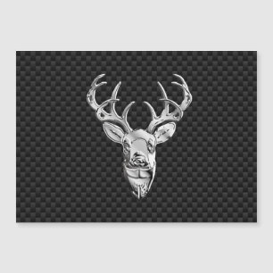 Silver Deer Buck on Carbon Fiber Style Print