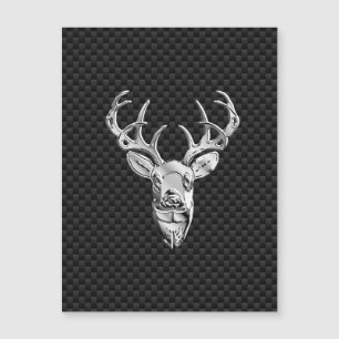 Silver Deer Buck on Carbon Fiber Style Print