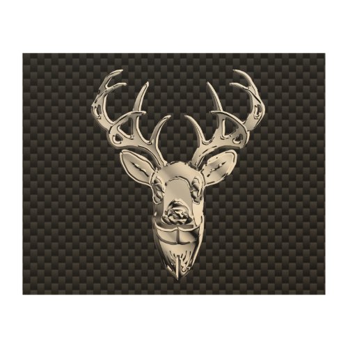 Silver Deer Buck on Carbon Fiber Style Print