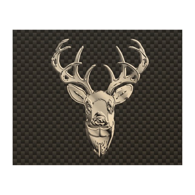 Silver Deer Buck on Carbon Fiber Style Print (Front)
