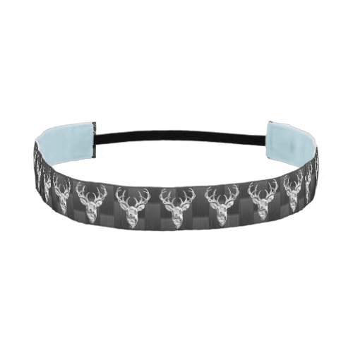 Silver Deer Buck on Carbon Fiber Style Print Athletic Headband