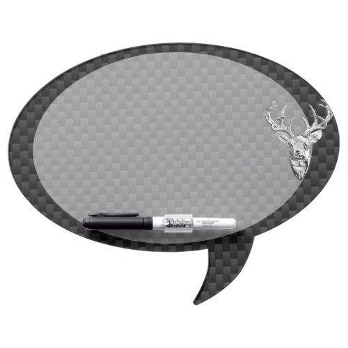 Silver Deer Design on Carbon Fiber Style Print Dry Erase Board