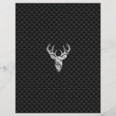 Silver Deer Face on Carbon Fiber Style Print (Front)