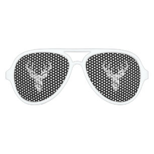 Silver Deer Graphic on Carbon Fiber Style Print Aviator Sunglasses