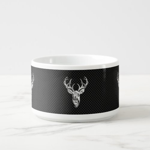 Silver Deer Graphic on Carbon Fiber Style Print Bowl