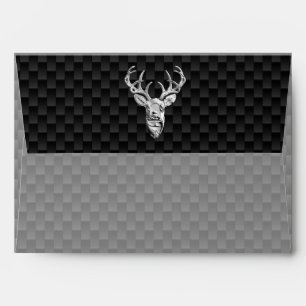 Silver Deer Graphic on Carbon Fiber Style Print Envelope