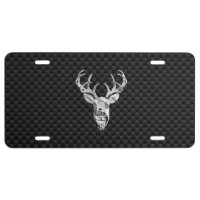 Silver Deer Graphic on Carbon Fiber Style Print