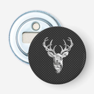 Silver Deer Head in Carbon Fiber Style Bottle Opener