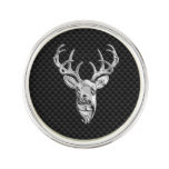 Silver Deer Head In Carbon Fiber Style Lapel Pin at Zazzle
