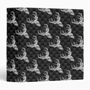 Silver Deer Head on Carbon Fiber Style Decor Binder