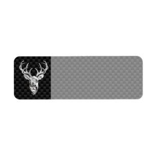 Silver Deer Head on Carbon Fiber Style Decor Label