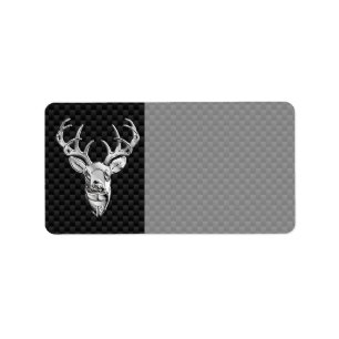 Silver Deer Head on Carbon Fiber Style Decor Label