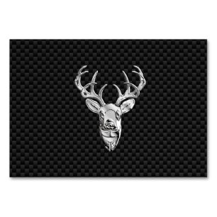 Silver Deer Head on Carbon Fiber Style Decor Table Number