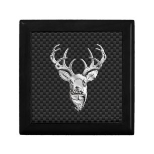 Silver Deer on Black Carbon Fiber Style Print Gift Box