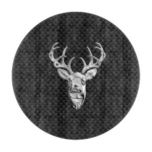 Silver Deer on Carbon Fiber Style Decor Cutting Board