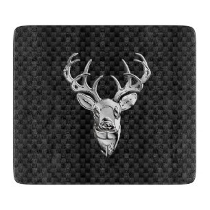 Silver Deer on Carbon Fiber Style Decor Cutting Board