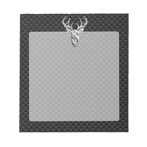 Silver Deer on Carbon Fiber Style Decor Notepad