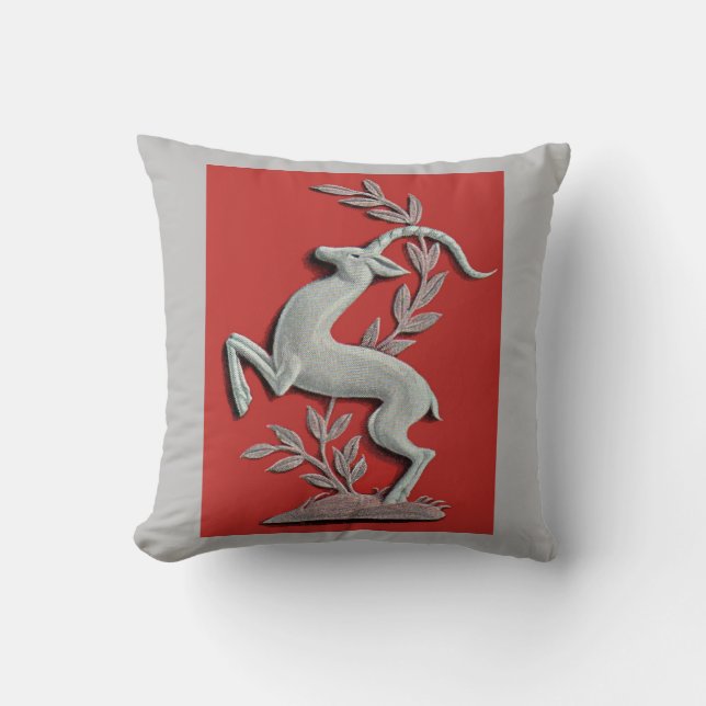 silver deer print throw pillow (Front)