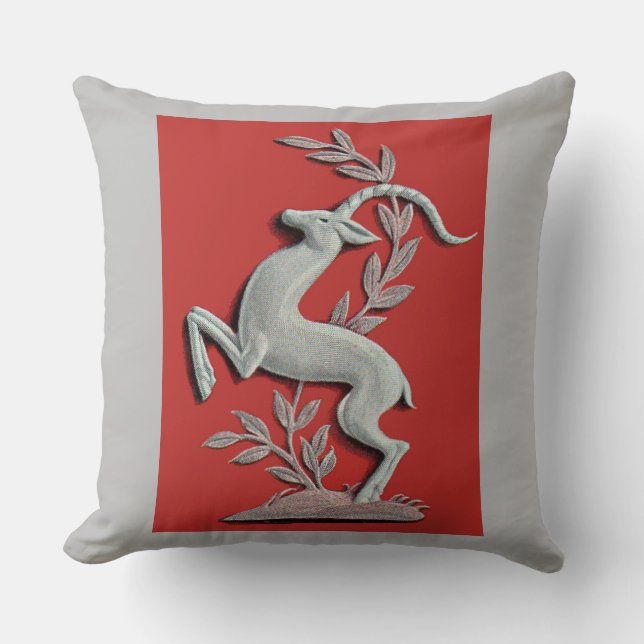 silver deer print throw pillow (Front)