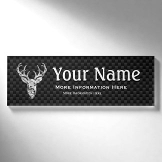 Silver Deer Trophy on Carbon Fiber Style Print Name Tag