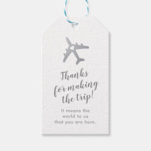 Silver Destination Wedding Travel Theme Place Card Gift Tags