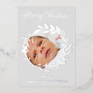 silver details Merry Christmas Foil Holiday Card