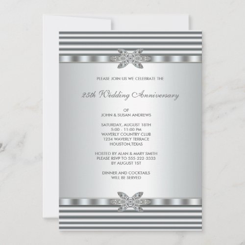 Silver Diamond 25th Anniversary Party Invitations