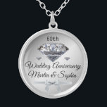 Silver Diamond 60th Anniversary Gift for Wife on  Silver Plated Necklace<br><div class="desc">Silver Diamond 60th Anniversary Gift for Wife on Celebrate 60 years of marriage with a truly special gift that your wife will treasure forever. Our custom personalized silver 60th anniversary gifts feature a locket necklace that can be engraved with your wife's name, special date or message to make it a...</div>