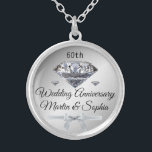 Silver Diamond 60th Anniversary Gift for Wife on  Silver Plated Necklace<br><div class="desc">Silver Diamond 60th Anniversary Gift for Wife on Celebrate 60 years of marriage with a truly special gift that your wife will treasure forever. Our custom personalized silver 60th anniversary gifts feature a locket necklace that can be engraved with your wife's name, special date or message to make it a...</div>